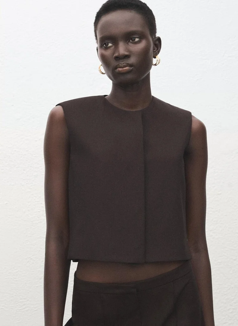Wool-blend crop top